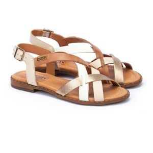 Pikolinos Algar Sandals 39 Marfil Metallic Neutral NIB